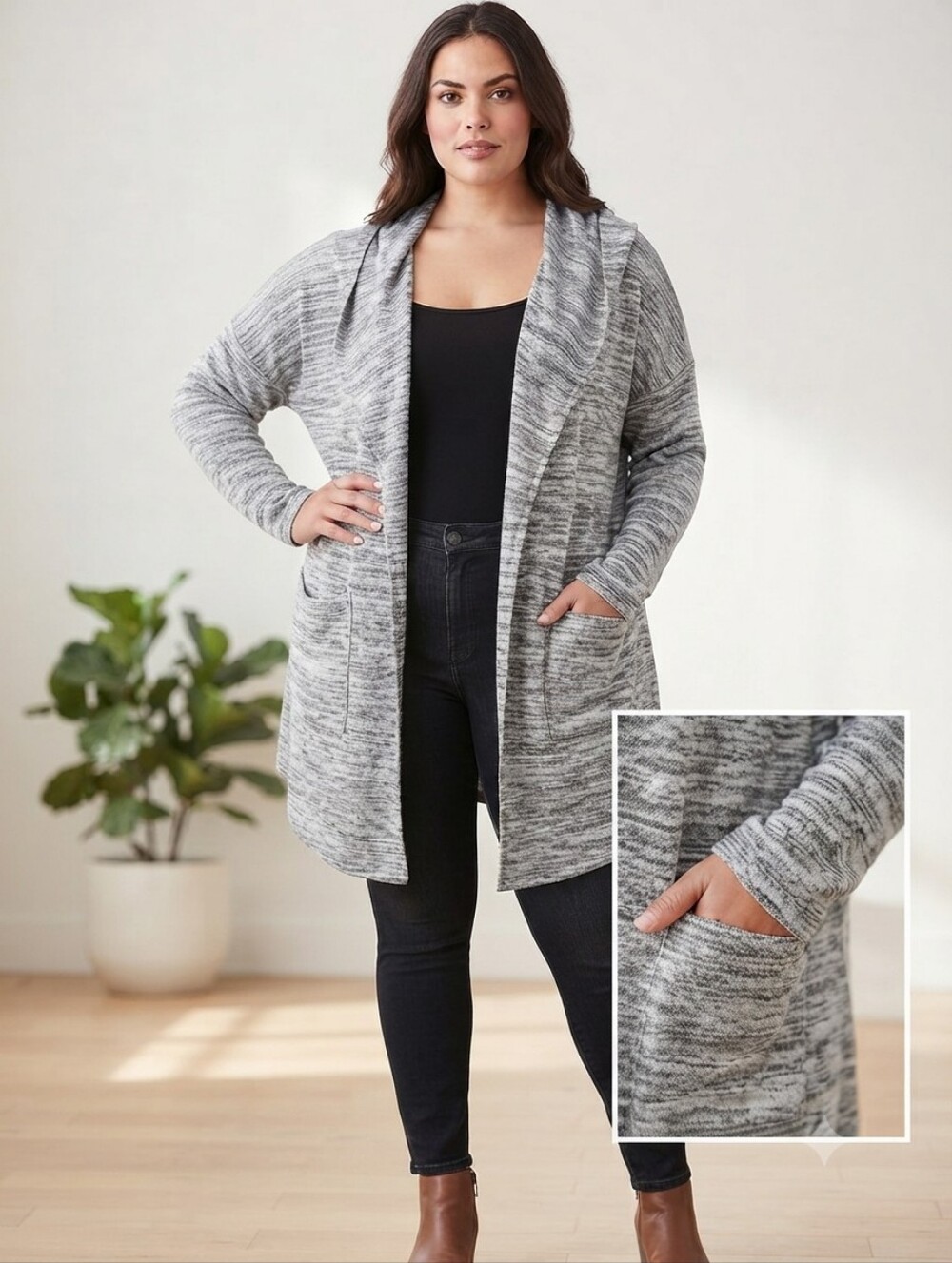 ​Xersion Athletic Open Front Hooded Cardigan Sweater XL Nwot